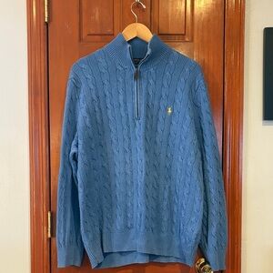 Polo by Ralph Lauren Blue Zip-Up Cable Knit Sweater